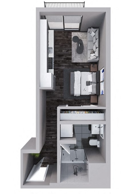 S2- STUDIO Floor Plan at Stadium Lofts, Kannapolis, NC